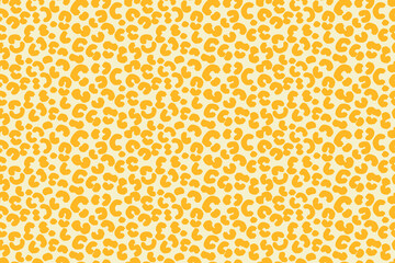 Seamless vector leopard print pattern with bold yellow spots on a light background. Trendy animal skin design for fashion, textiles, packaging, modern digital projects.