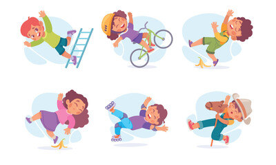 Playful children are enjoying fun and cheerful mischief in various lively activities