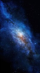 Obraz premium Spiral Galaxy with Blue and Orange Nebulae in Deep Space