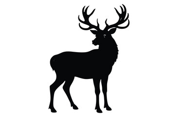Silhouette of Monarch of the Glen Icon Vector Flat Style Deer Head Design Wildlife
