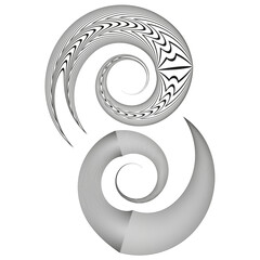 Spiral curved form. Swirling vector shape. Abstract twisting design. Flowing circular pattern.