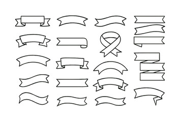 Various decorative banners and ribbons available in different styles and shapes for creative projects or designs