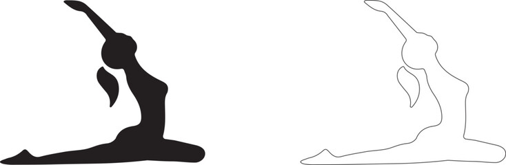 Female stretching on the floor. Body sculpt vector icon.
