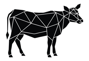 Geometric cow polygonal style silhouette vector illustration modern abstract farm animal