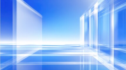 Abstract Blue Architectural Space with Light Effects