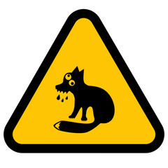 Warning Crazy Fox Sign. Beware of Rabid Fox Symbol. Danger Mad Animal Icon.