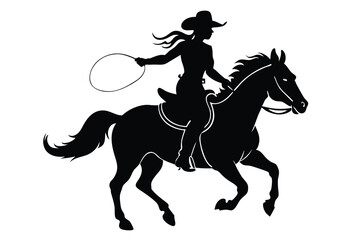 Western cowgirl rodeo silhouette vector elements illustration country lifestyle horse rider