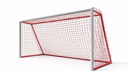3D soccer goal net, displayed isolated on a white surface for detail.