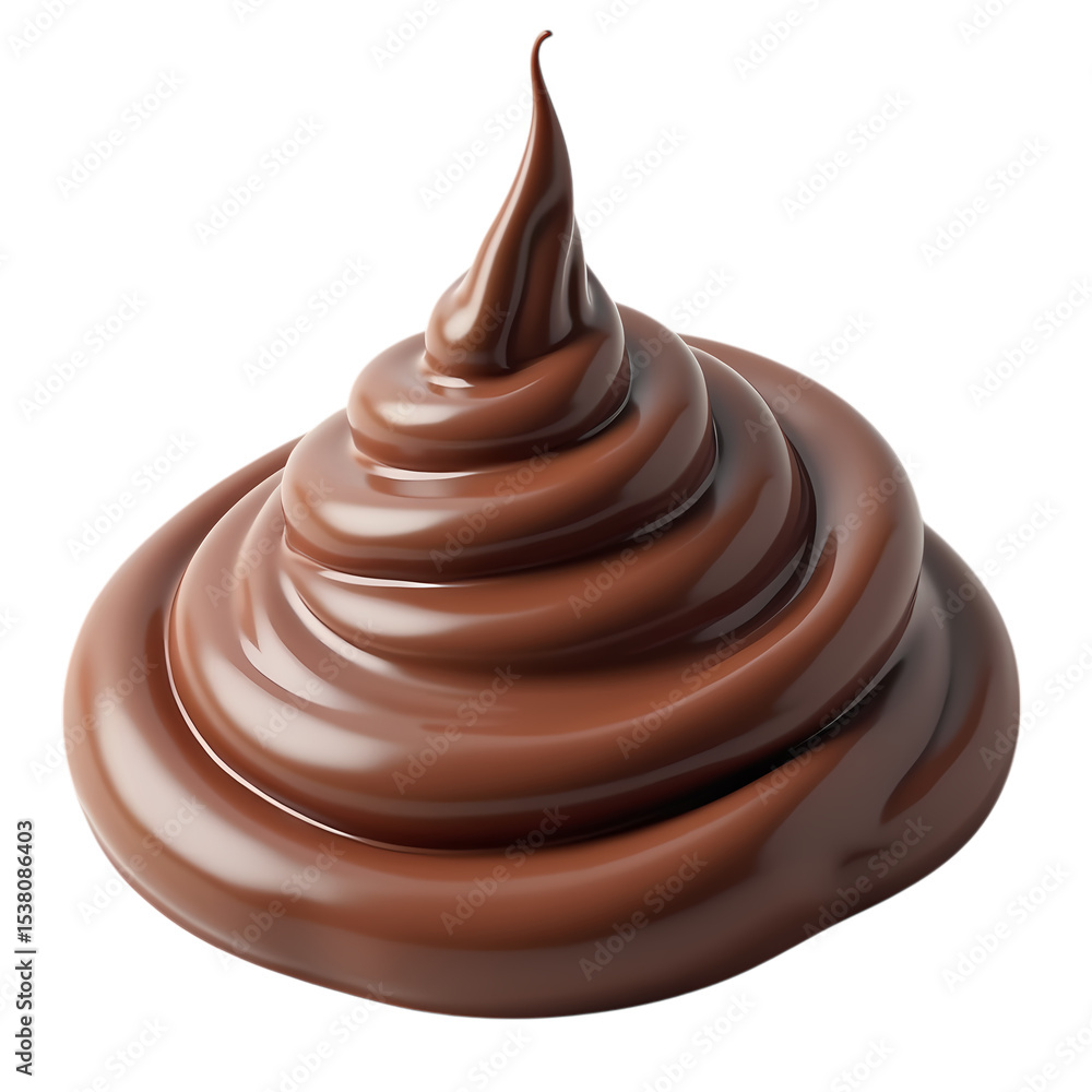 Poster a swirl of smooth chocolate on a black isolated background isolated on transparent background