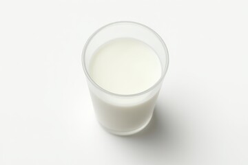 Top view of milk glass isolated on white