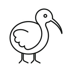 kiwi bird outline icon isolated on white background