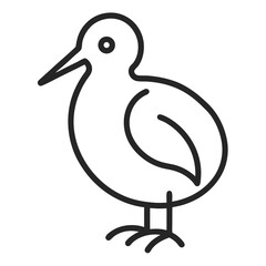 kiwi bird outline icon isolated on white background