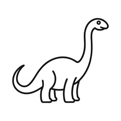 sauropod dinosaur illustration outline Vector icon isolated on white background
