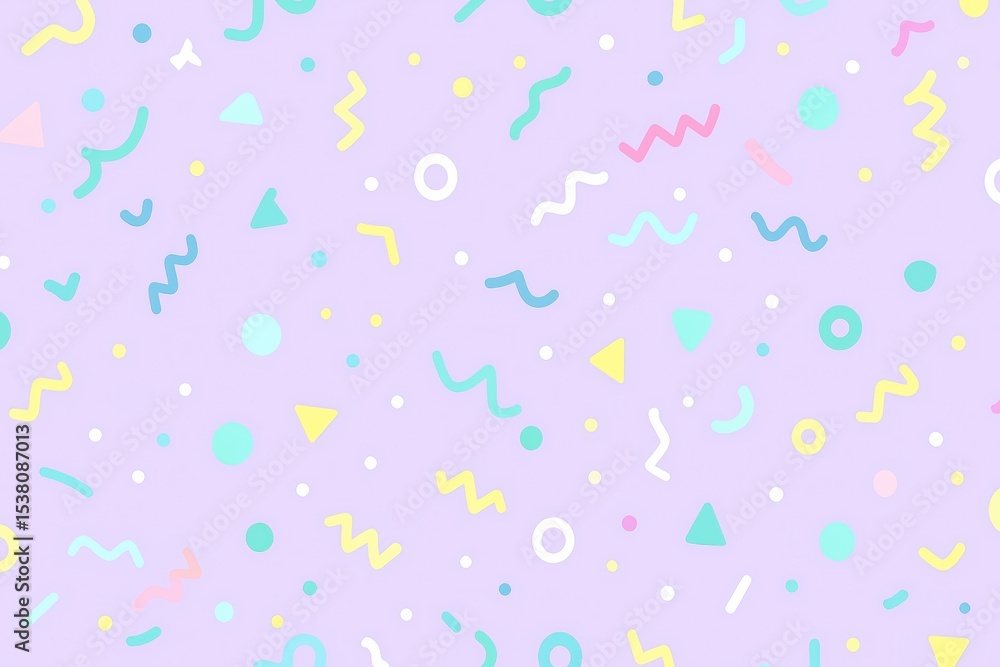 Poster a colorful and playful abstract background featuring various shapes and patterns in pastel colors on