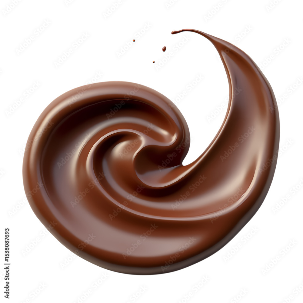 Poster a smooth swirl of chocolate a stark view isolated on transparent background