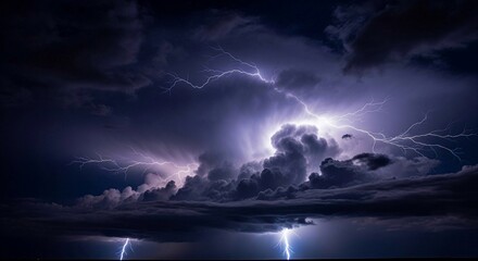 Lightning bolt lit up the nigth sky