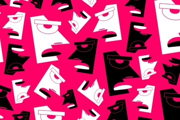 Colorful abstract pattern face sticking out tongue background