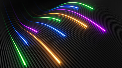 Abstract Multicolor Glowing lines Background - 3d illustration