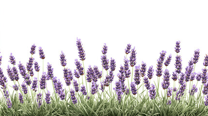 Naklejka premium Beautiful purple lavender flowers on white background, perfect for spring and summer nature designs