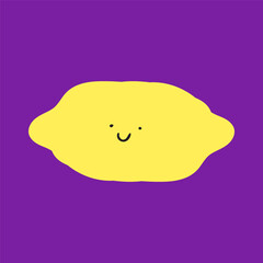 Children art. Cute lemon. Funny character. Flat illustration.