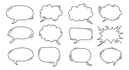Obraz premium Collection of Hand-Drawn Speech Bubbles for Communication and Expression