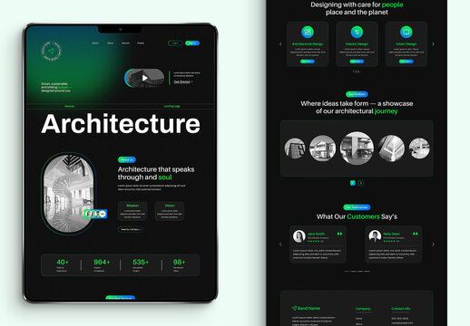 Modern Architecture Portfolio Website Landing Page UI Design Template