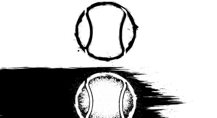 Artistic Black and White Tennis Ball Grunge Design