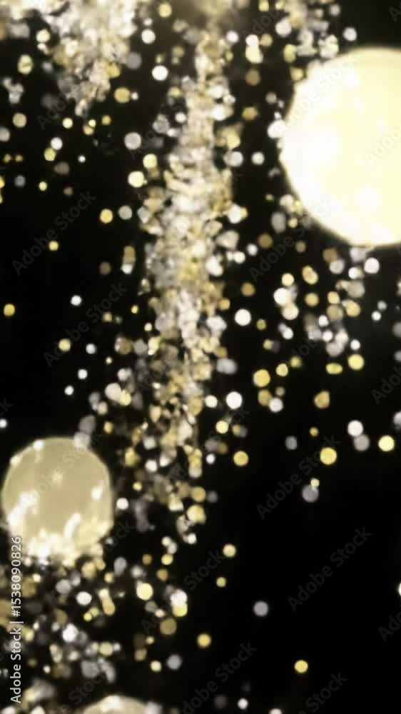 Poster continuous video of countless ethereal shimmering particles and creamy, defocused bokeh lights in so