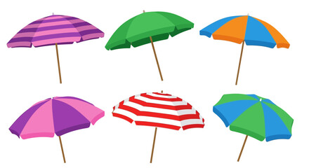 Collection of Colorful Striped Beach Umbrellas