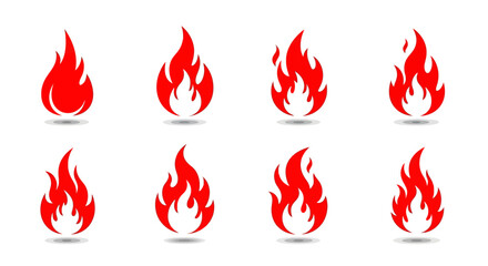 Collection of Red Fire Symbols with Variations