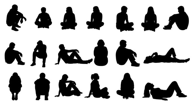 Silhouetted People in Various Relaxed and Resting Poses