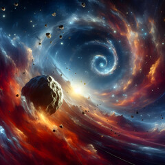 cosmic art of milkyway galaxy of asteroid. International Asteroid Day