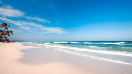 Obraz premium Scenic Tropical Beach Landscape on Sunny Summer Day – Ocean Background