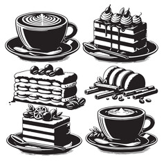 Black Tiramisu Silhouette Vector, High Quality Illustration on White Background