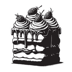 Black Tiramisu Silhouette Vector, High Quality Illustration on White Background