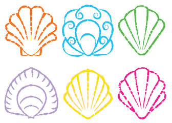 Vector illustration set of sea shells and abstract floral design elements