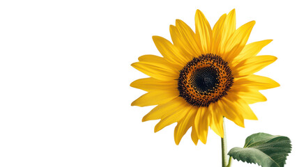 Fototapeta premium A Vibrant Sunflower Blooming Against a Soft Background, Showcasing Its Bright Yellow Petals and Rich Brown Center, Perfect for Nature Lovers and Floral Enthusiasts