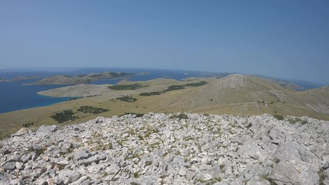 Panoramic view of Kornati National Park from the mountain peak