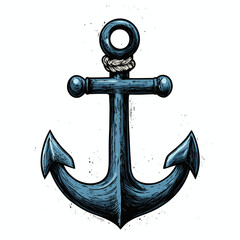 Anchor illustration, classic American traditional style, bold black outlines, solid color fills, symbolizing stability, hope, and steadfastness, no gradients, clean white backdrop
