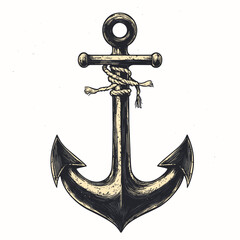 Anchor illustration, classic American traditional style, bold black outlines, solid color fills, symbolizing stability, hope, and steadfastness, no gradients, clean white backdrop
