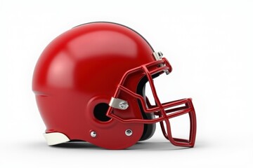 Fototapeta premium Red American football helmet isolated on a white background with detailed clipping path.
