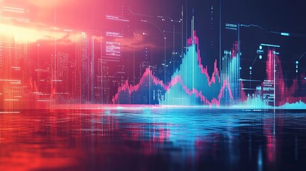 Chaotic global trade concept with swirling storm cloud above volatile financial charts, spinning shipping icons, and foggy outlook symbolizing unstable economy and uncertain market conditions

