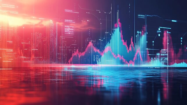 Chaotic global trade concept with swirling storm cloud above volatile financial charts, spinning shipping icons, and foggy outlook symbolizing unstable economy and uncertain market conditions

