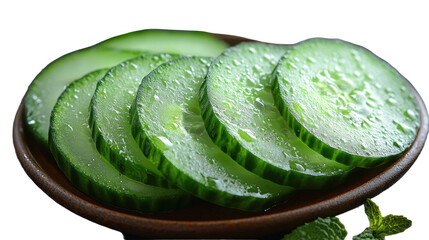 Sliced cucumber isolated on transparent background. PNG.