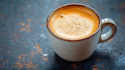 a cup of coffee sitting on top of a table