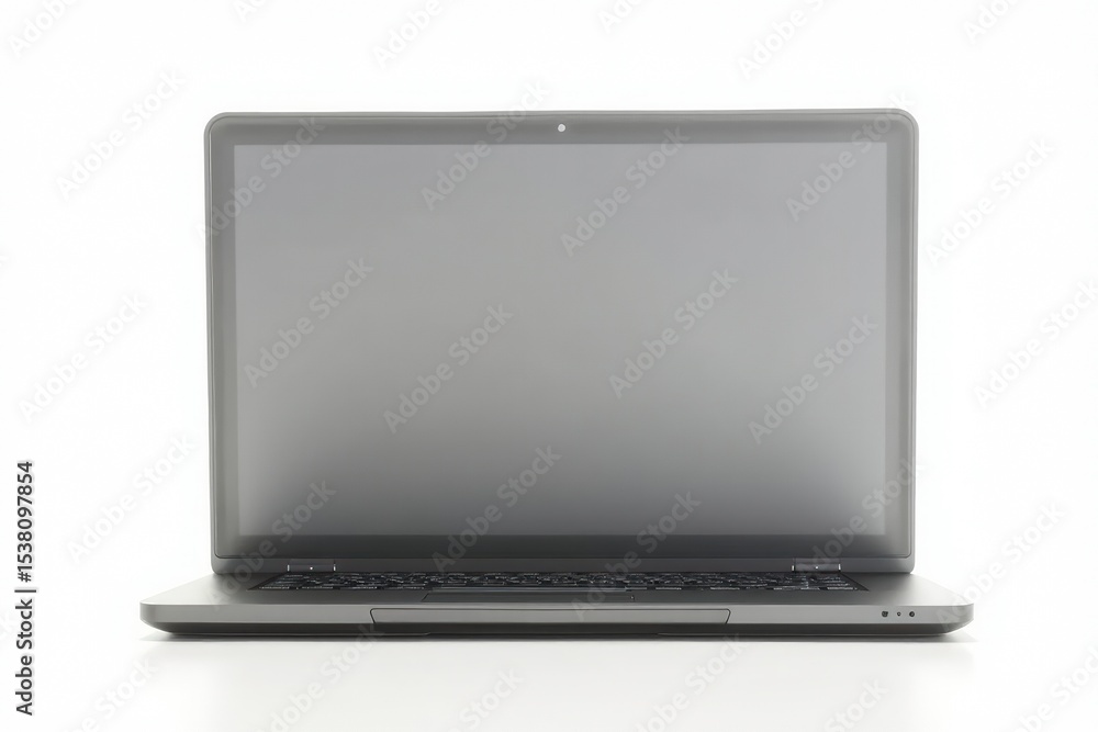 Fototapete laptop or notebook with blank screen isolated with clipping path on transparent background