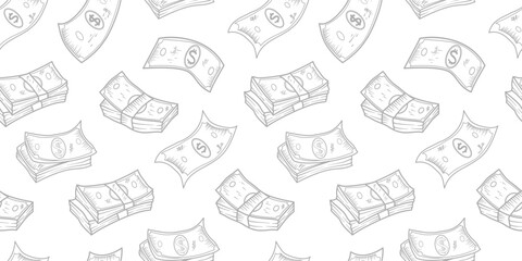 US dollar pattern background. Seamless pattern of the symbols of dollar currency background. Dollar sign pattern background. Dollar Doodle seamless pattern background. 