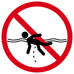 No Urinating in Water Sign. Do Not Pee in Water Symbol. No Water Pollution in the Pool Icon