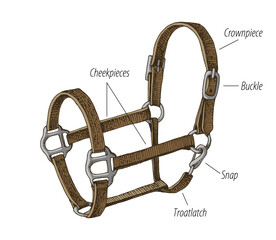 Horse saddle parts scheme vector