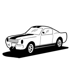 vintage classic racing car illustration design isolated in black and white pattern